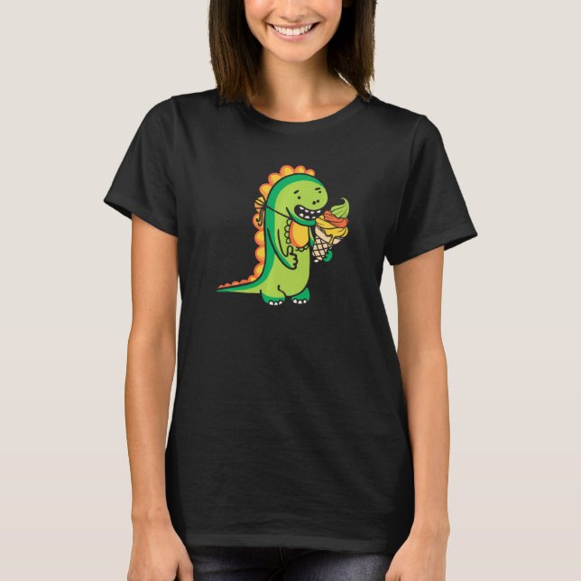 Camiseta T Rex Comendo Sorvete Cone Engraçado Para O Sorvet (Frente)