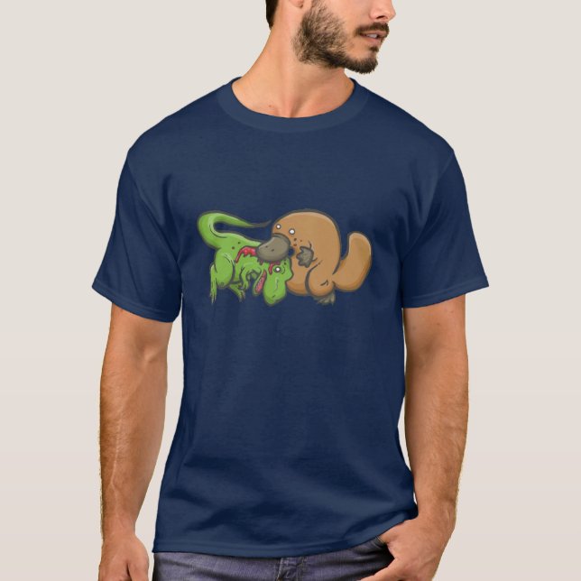 Camiseta T-rex contra Platypus (Frente)