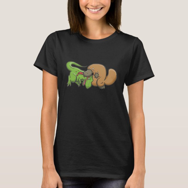 Camiseta T-rex contra Platypus (Frente)