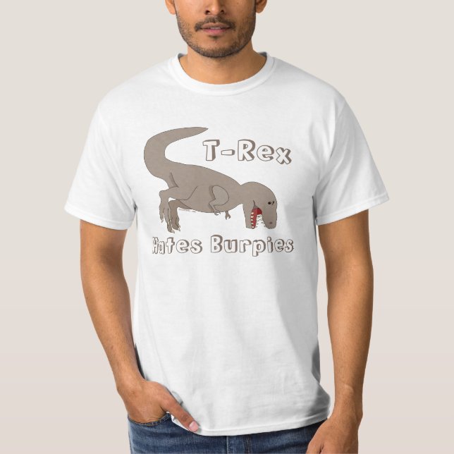 Camiseta T-Rex deia a malhação engraçada de Burpees (Frente)