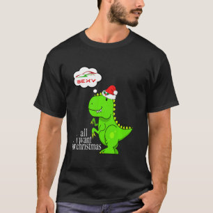 Camiseta T Rex Dino Santa Claus Aquece Carro Elétrico De Na