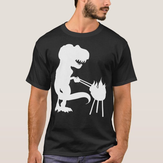 Camiseta T Rex Dinosaur BBQ Grill  Daddysaurus Fathers (Frente)