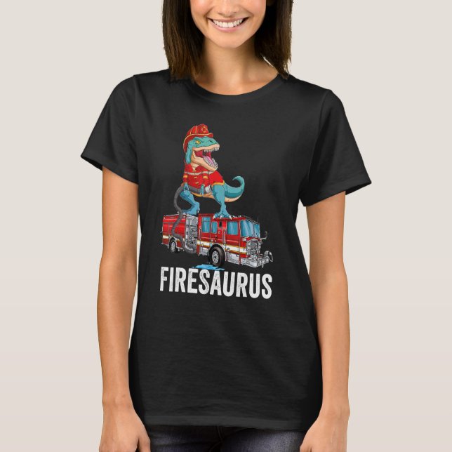 Camiseta T Rex Dinosaur Firefighter Fireman Firefighting Fi (Frente)