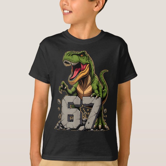 Camiseta T-rex Dinosaur Funny Six Seven Meme Cool Tyrannosa (Frente)