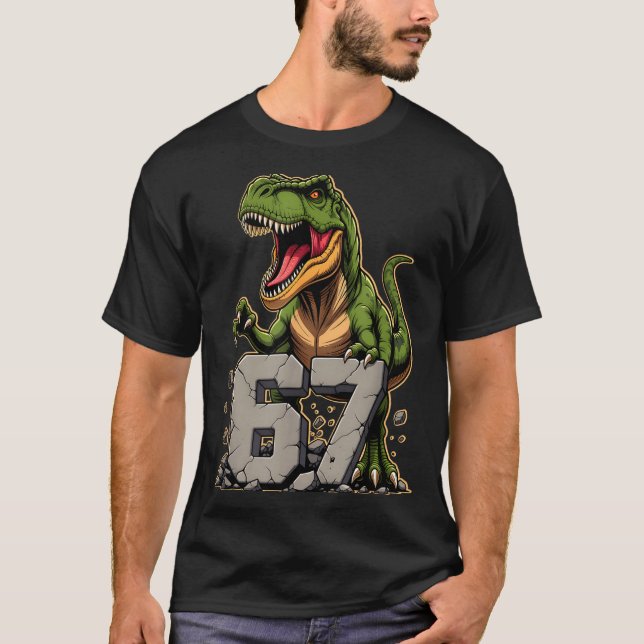 Camiseta T-rex Dinosaur Funny Six Seven Meme Cool Tyrannosa (Frente)
