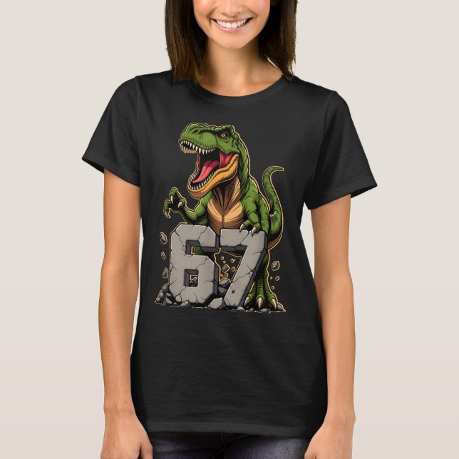 Camiseta T-rex Dinosaur Funny Six Seven Meme Cool Tyrannosa (Frente)