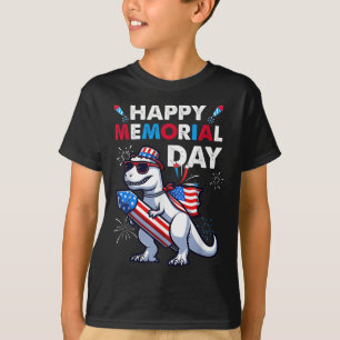 Camiseta T Rex Dinosaur Happy Memorial Day 4 De Julho De Am