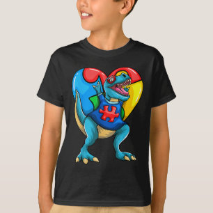 Camiseta T Rex Dinossaur Autismo Meninas Meninas Crianças