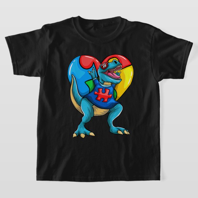 Camiseta T Rex Dinossaur Autismo Meninas Meninas Crianças (Postura )