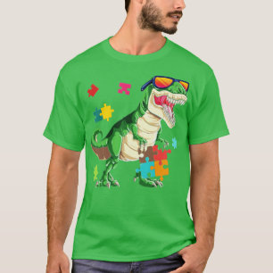 Camiseta T Rex Dinossaur Autismo Quebra-cabeça de Consciênc