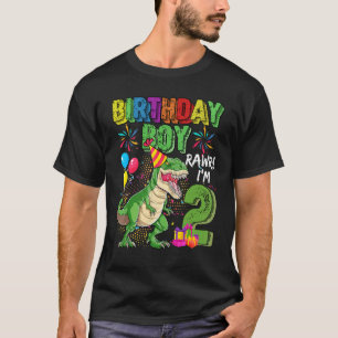 Camiseta T Rex Dinossaur Birthday Boy Rawr Im 2 Anos segund