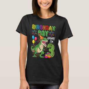 Camiseta T Rex Dinossaur Birthday Boy Rawr Im 3 Anos 3 Anos