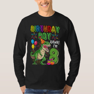 Camiseta T Rex Dinossaur Birthday Boy Rawr Im 8 Anos 8