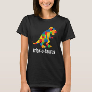 Camiseta T Rex Dinossaur Crianças Construtor de tijolos S