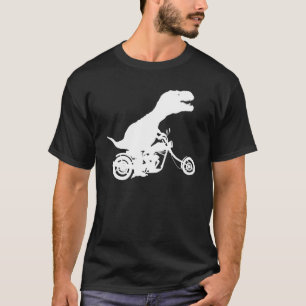 Camiseta T Rex Dinossaur Dirigindo Uma Motocicleta Chopper 