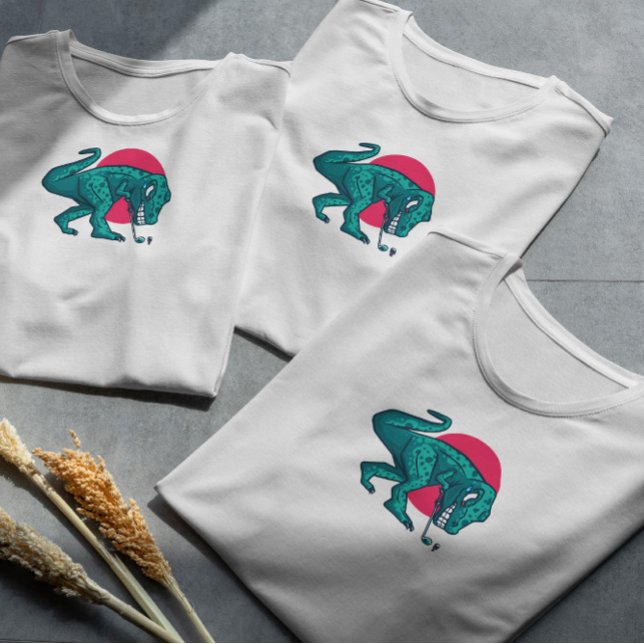 Camiseta T Rex Dinossaur Jogando Golfe (Criador carregado)