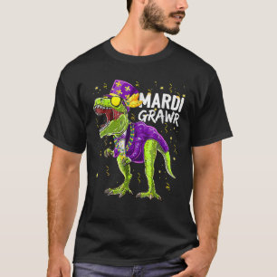 Camiseta T Rex Dinossaur Mardi Gras Bead Costume Mardi Graw
