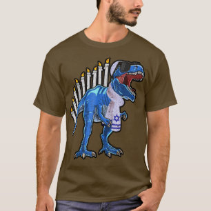 Camiseta T-Rex Dinossaur Menorah Hanukkah Funny Holiday Cha