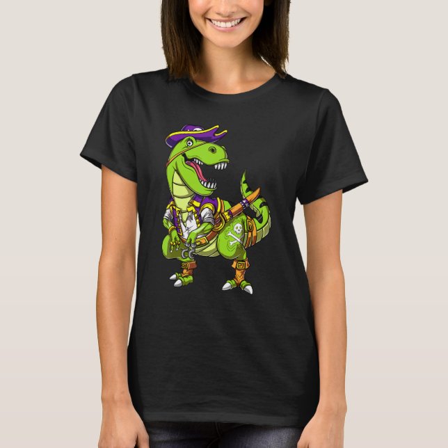 Camiseta T Rex Dinossaur Pirata Capitão Sailor Fantasy Boys (Frente)