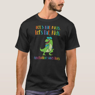Camiseta T Rex Dinossaur Pontuação Gramática Linguagem do P