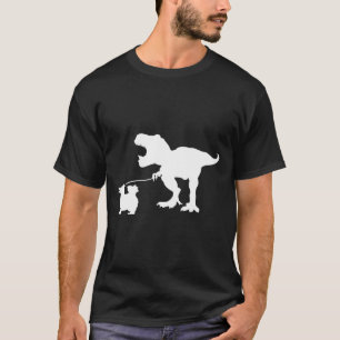 Camiseta T Rex Dinossaur T Rex Andando Pomerânia Cão Pomera