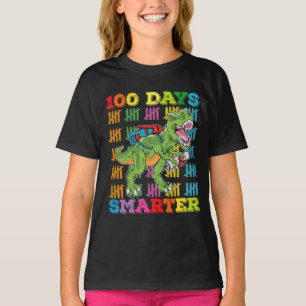 Camiseta T Rex Dinossauro 100 Dias Mais Inteligente Escola 