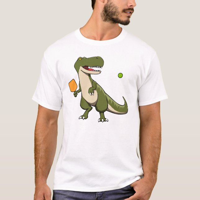 Camiseta T-Rex Dinossauro de Pickleball (Frente)