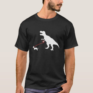 Camiseta T-Rex Dinossauro Engraçado Andando Cachorro Dachsh