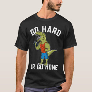 Camiseta T Rex Dinossauro Levantamento de Peso no Ginásio d