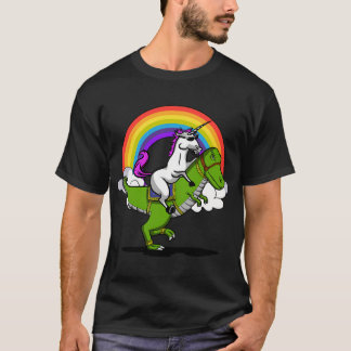 Camiseta T-Rex Dinossauro Montando Unicórnio