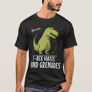 Camiseta T-Rex Dinossauro Odeia Granadas de Mão