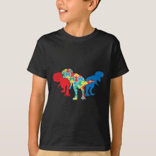 Camiseta T-rex Dinossauros Puzzle Dino Autismo Conscientiza