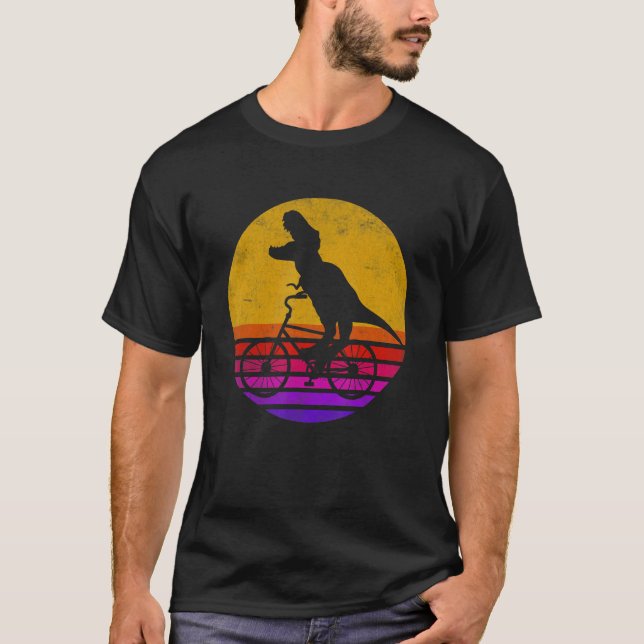 Camiseta T Rex Dirigindo Um Cavaleiro De Bicicleta De Dinos (Frente)