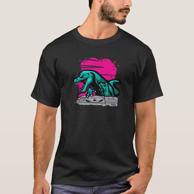 Camiseta T Rex Dj Party Club Disco Jockey Edm Dance Dinosau (Frente)
