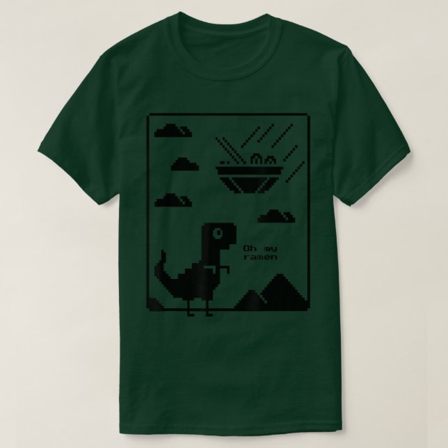 Camiseta T-Rex E Ramen Pixel Art Oh Meu Ramen T-Rex Ramen (Frente do Design)