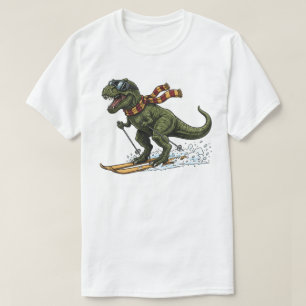 Camiseta T-Rex Engraçado de Esqui