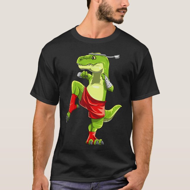 Camiseta T-rex engraçado de Muay Thai - Boxe Tailandês  (Frente)