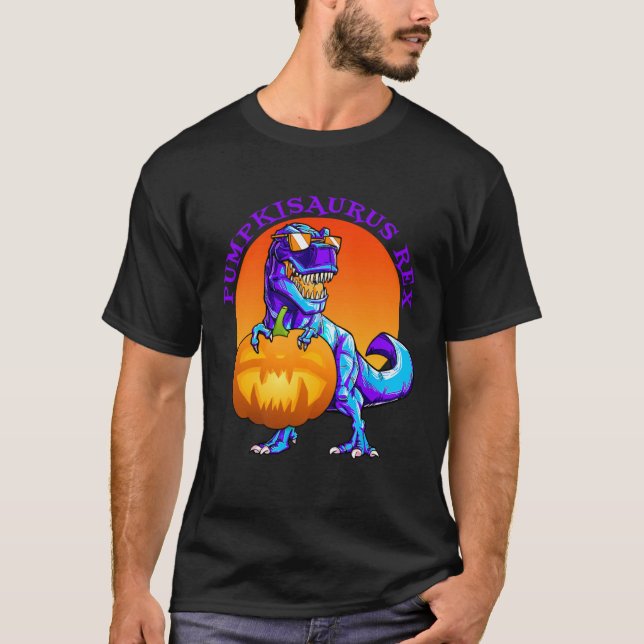 Camiseta T Rex engraçado do Halloween PumpkisaurusRex Abóbo (Frente)