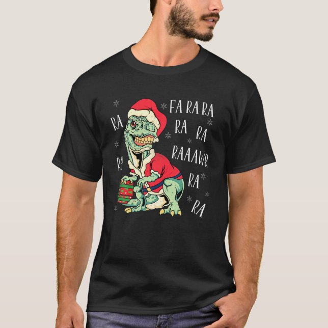 Camiseta T Rex Fa Ra Ra Ra Ra Ra Rawr Papais noeis de Natal (Frente)