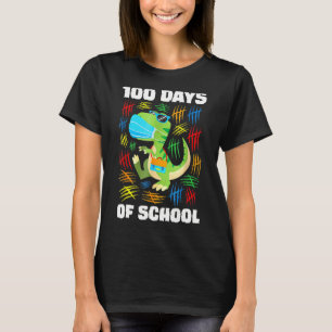 Camiseta T Rex Face Mask Engraçado 100 Dias De Menina De Es