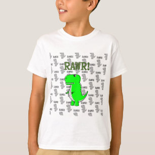 Camiseta T-Rex Fofo e Irritado com Padrão Preto e Branco