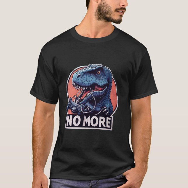 Camiseta T-Rex Gamer No More Design (Frente)