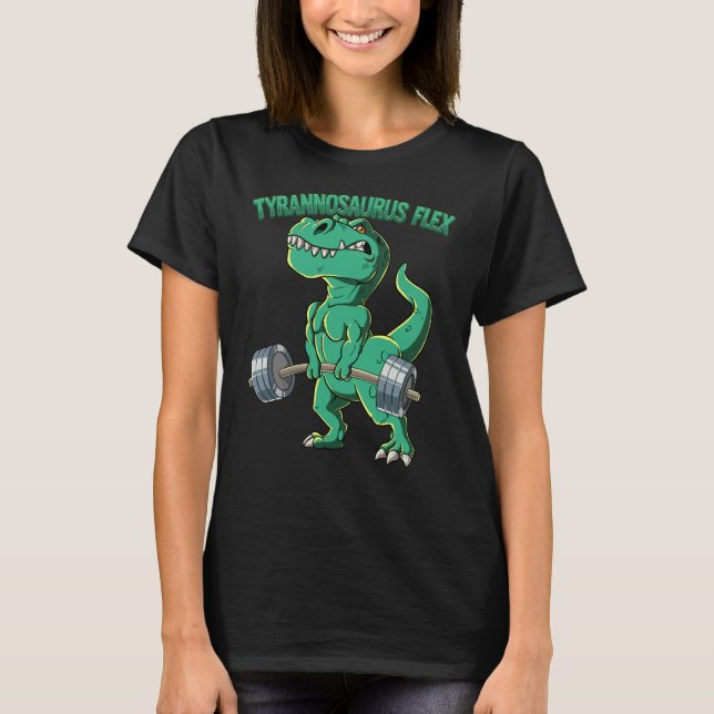 Camiseta T Rex Gym Bodybuilding Tyrannosaurus Flex (Frente)