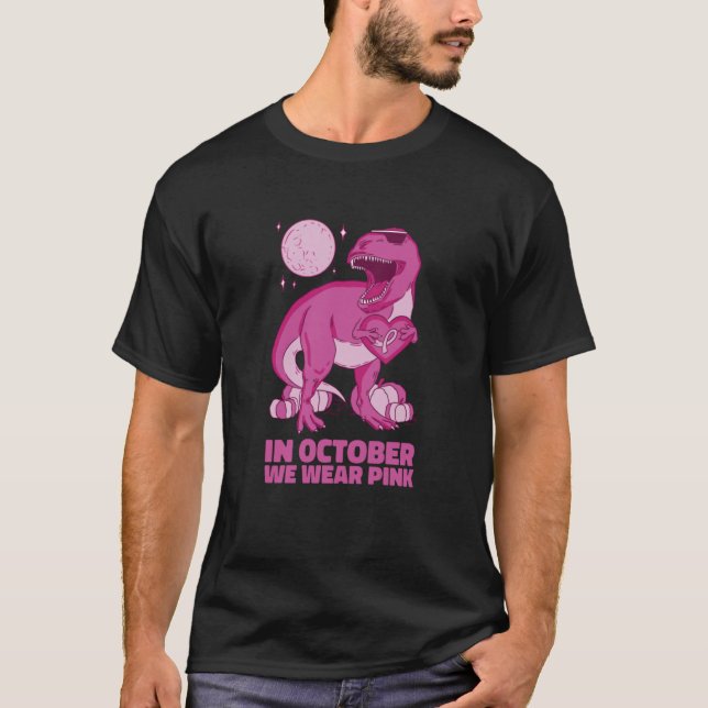 Camiseta T Rex Halloween October Pink  Men Women (Frente)
