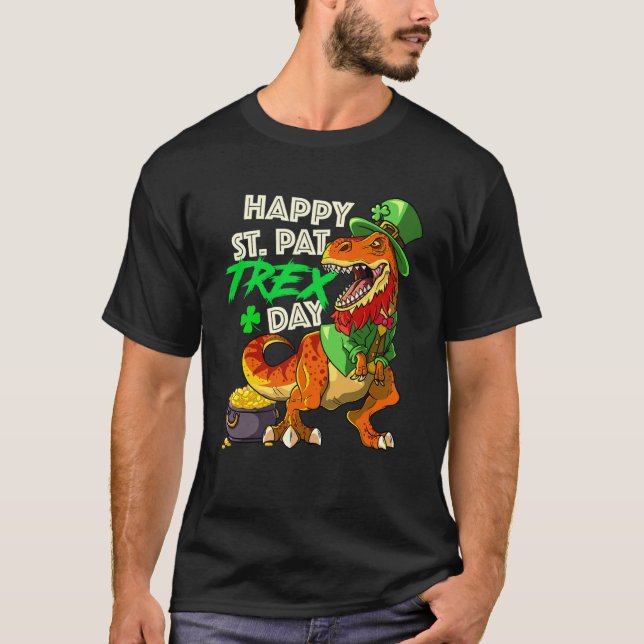 Camiseta T Rex Happy St Pat Trex Day St Patricks Day Dinosa (Frente)