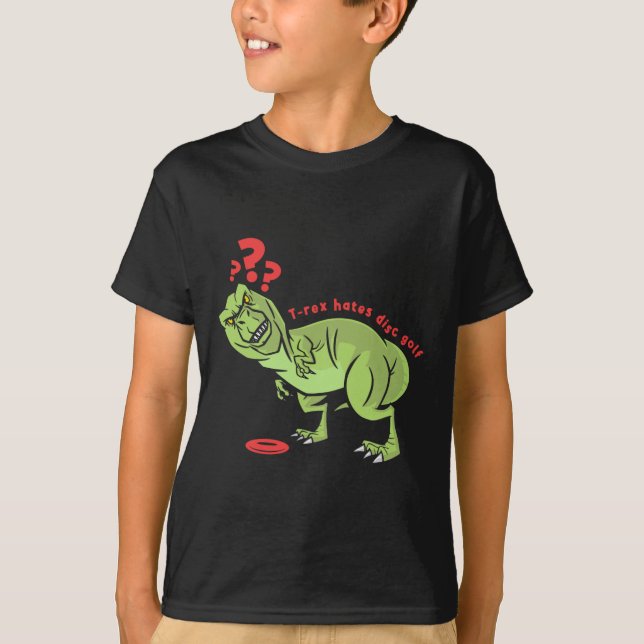 Camiseta T Rex Infantil Engraçado de Golfe de Disco  (Frente)