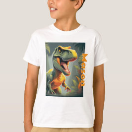 Camiseta T-Rex Jurassic Dinossaur Cinza e Laranja