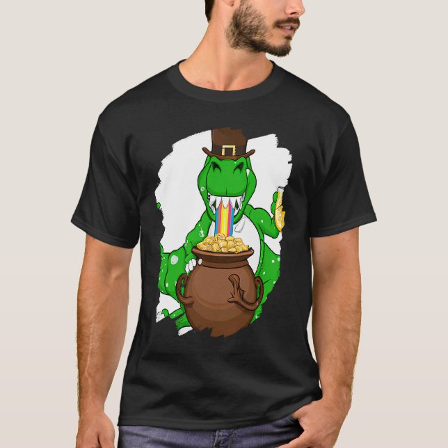 Camiseta T Rex Leprechaun  St Patricks Day Tyrannosaurus Re (Frente)