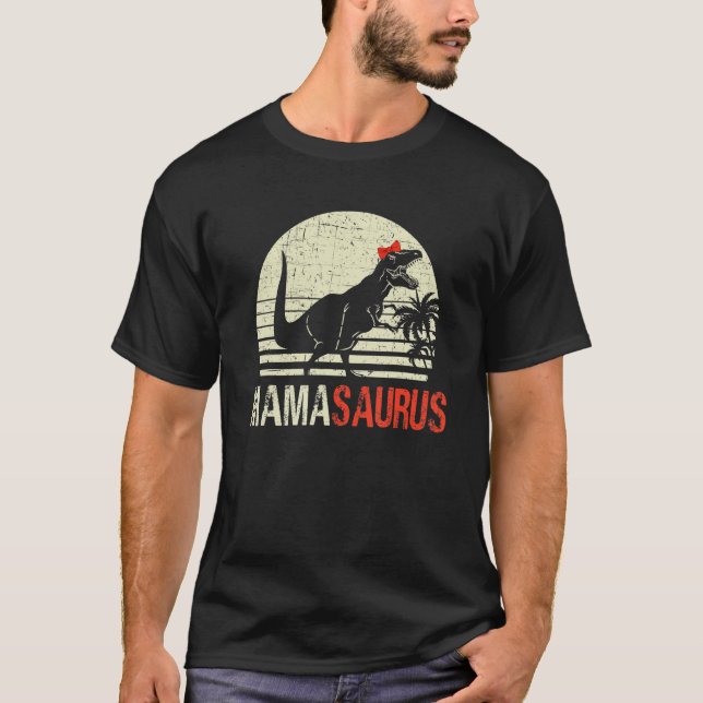 Camiseta T Rex Mama Saurus Dia de as mães Engraçado (Frente)