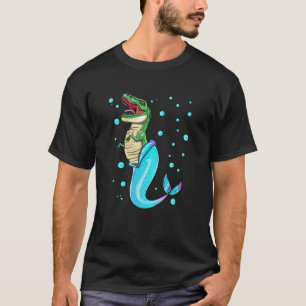 Camiseta T Rex Mermaid Merrex Dinossaur Creatu do Oceano Ma